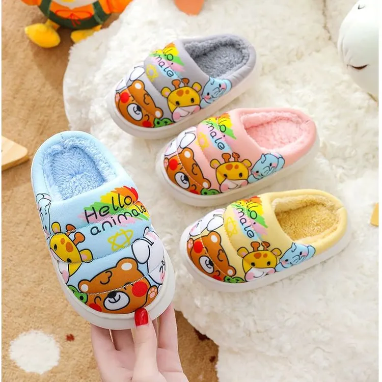 棉拖鞋儿童秋冬季男童厚底踩屎感小孩保暖居家男孩女中大童毛拖鞋