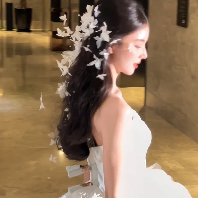 非金属布艺婚庆饰品 WHITE 手作新款“花间少女”仙气两件套