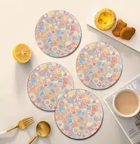 【陶瓷花朵】小清新家用硅藻泥陶瓷盘子隔热垫杯垫吸水防烫圆形碗垫