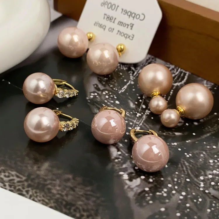 时尚气质轻奢耳饰法式复古优雅温柔新款爆款粉色百搭手工简约经典