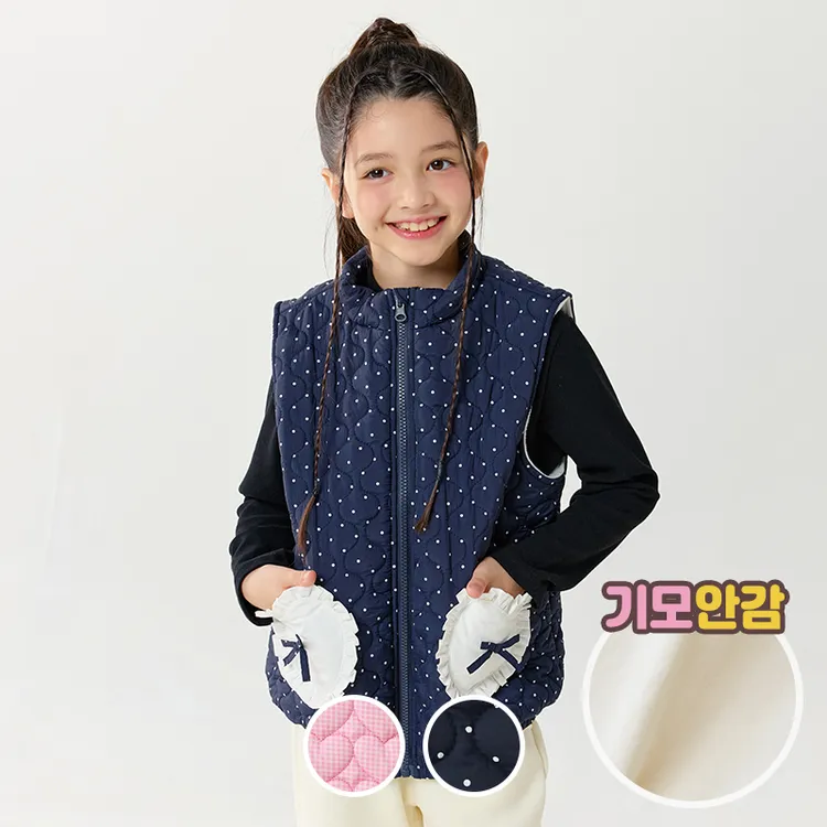 贝贝祖2025冬季新款女童马甲韩版童装蝴蝶结爱心口袋轻薄背心洋气