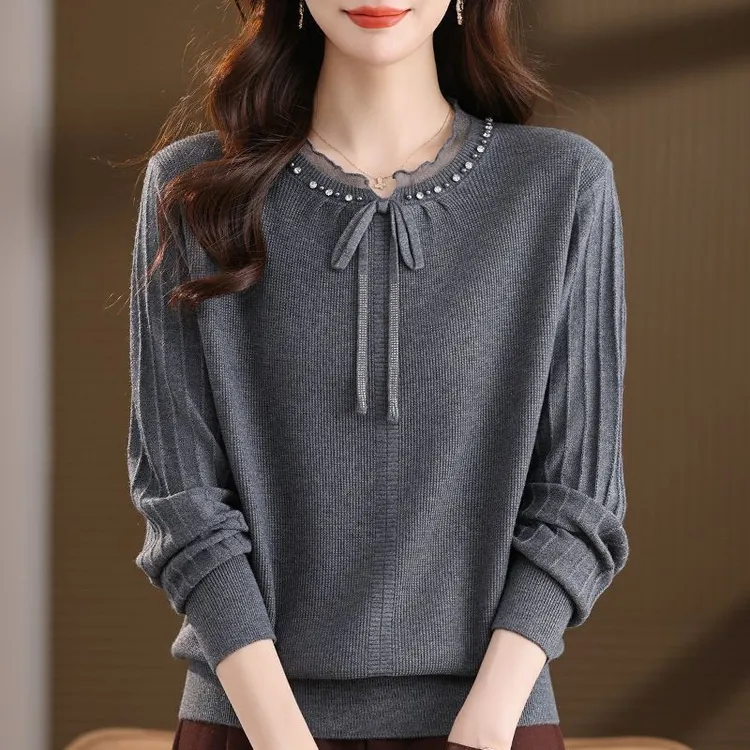 爆款时尚外穿针织羊毛衫秋冬胖人遮肉大码轻奢打底长袖毛衣女