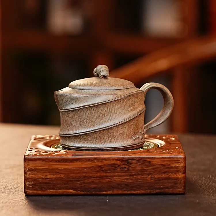宜兴正宗紫砂蟹壳青竹叶竹节盖茶壶全手工紫砂壶高级茶具网红茶器