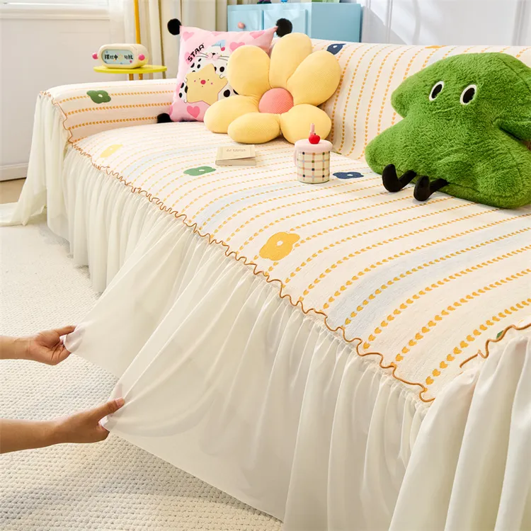 2025新款ins风沙发巾四季通用沙发套罩防滑一片式直排坐垫子花酪