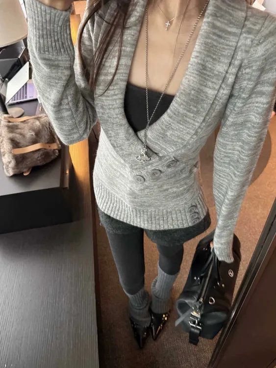 美式复古蕾丝拼接羊羔绒阔腿休闲裤女秋冬高腰显瘦毛呢短裤