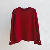 【朵儿studio】“贝壳袖”翻边圆领针织毛衣 D363