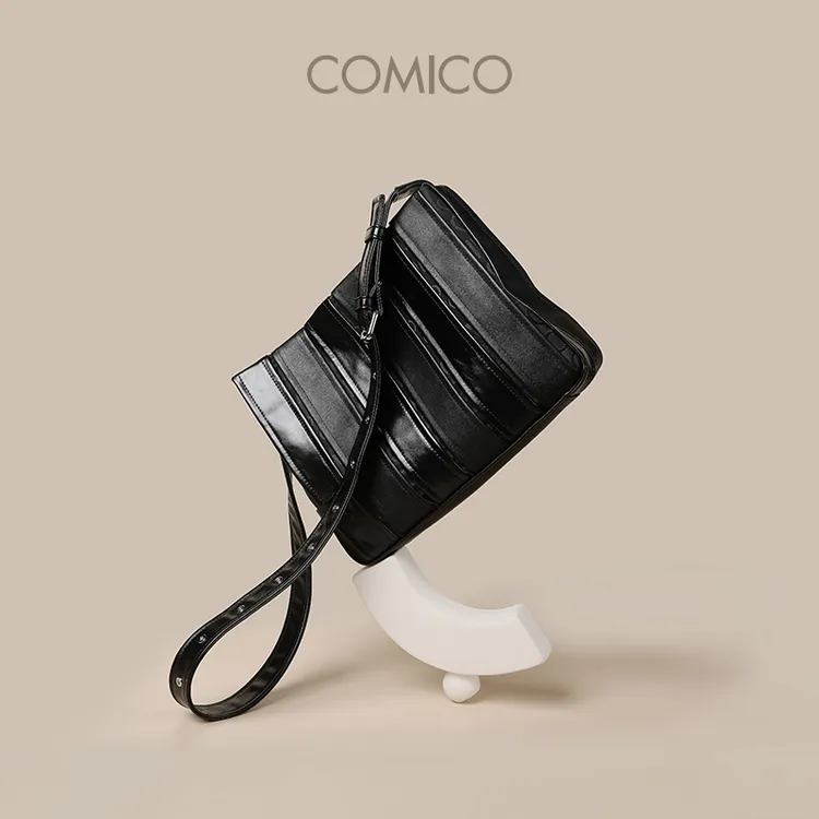 comico/高美高新款真牛皮大容量条纹托特包轻奢百搭斜跨女包D1182