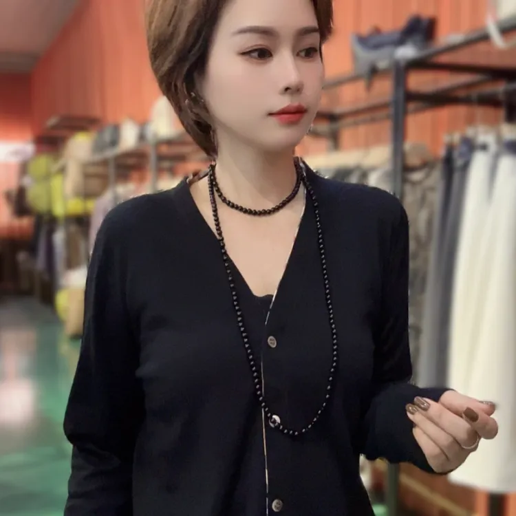 早秋新款针织衫修身薄款长袖