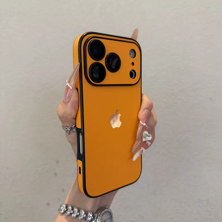 简约全包素皮适用苹果17promax手机壳iPhone16防摔15镜头膜14时尚