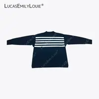 LUCASEMILYLOUIE欢姐0220可机洗羊毛拼接条纹破洞做旧毛衣2510417