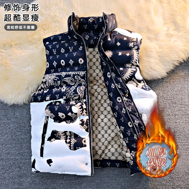 2025新款爆款秋冬马甲立领免烫保暖厚款常规款宽松型撞色秋冬防风