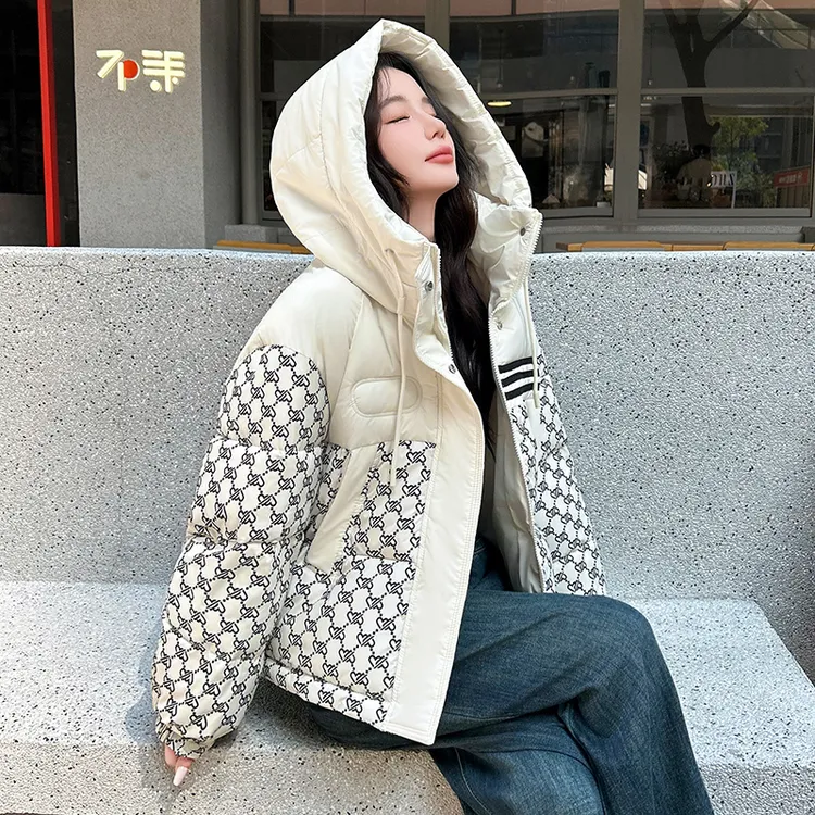 连帽棉服女冬季2025新款小个子时尚洋气棉衣外套加厚保暖棉袄女装