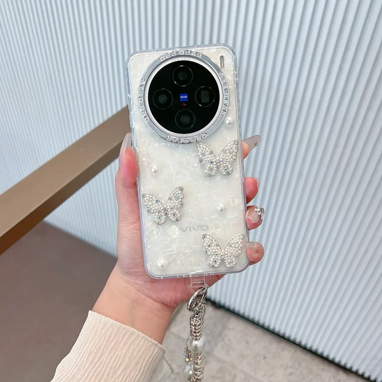 适用vivox200手机壳新款x200s贝壳纹x200promini珍珠蝴蝶ultra女