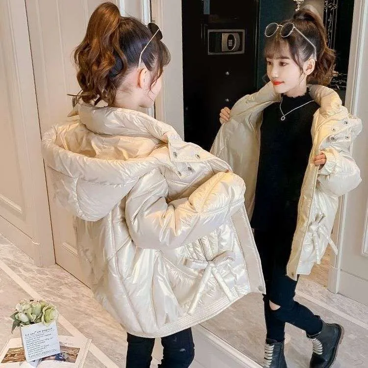 女童棉服2025新款儿童洋气加厚棉袄中大童中长款外套女大童棉服