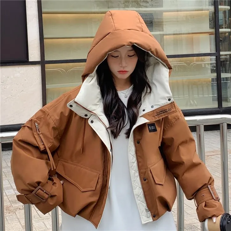 【茶芙巷】咖啡色夹棉加厚派克服外套女小个子2025冬季【YLL】