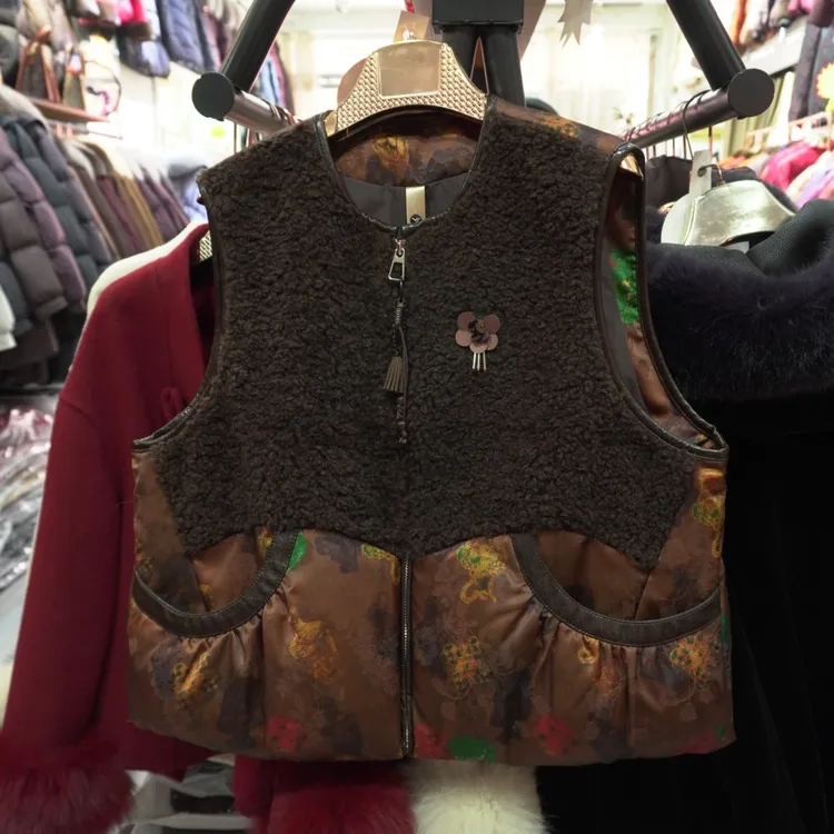 冬季女款中式民族风风格加厚保暖鹅绒马甲