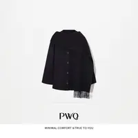 大衣100羊毛围巾无领长袖外套PY-2592424-QD