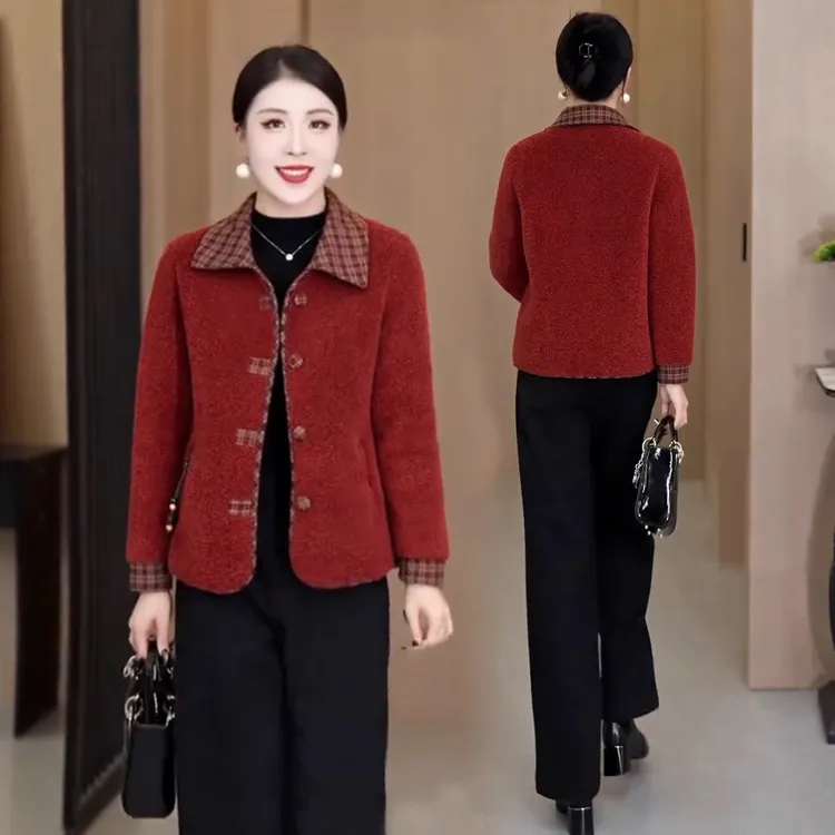 中老年女装短款外套女2025冬季新款洋气宽松显瘦保暖上衣