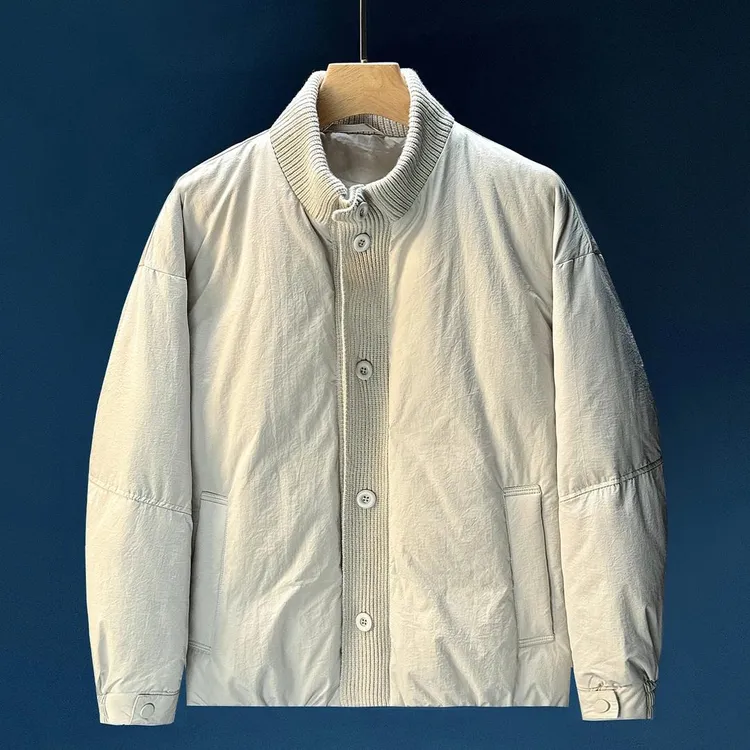 欧货超好看针织拼接羽绒服男2025冬季新款时尚宽松休闲短款外套潮