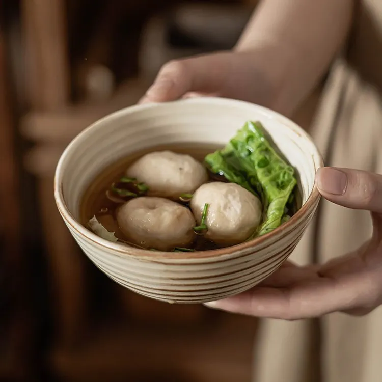 特色款米饭碗家用菜碗小汤碗日式复古高颜值陶瓷餐具5英寸小饭碗