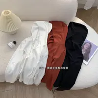 【鱼骨衫】简约拼接连帽长袖打底衫T恤女宽松显瘦纯色休闲百搭上衣