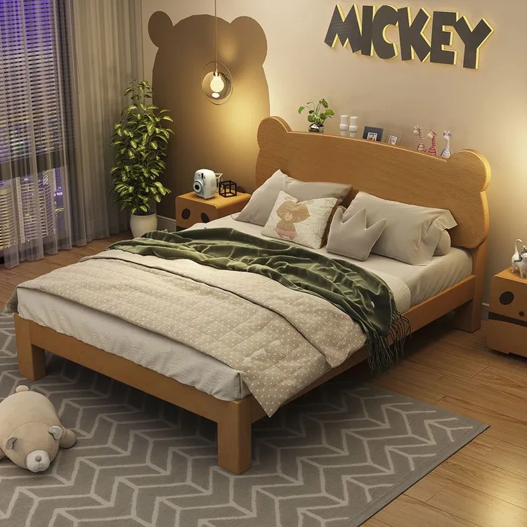 新店优惠进口榉木实木床次卧床1.35米单人床1.2m儿童床1.5米夜光
