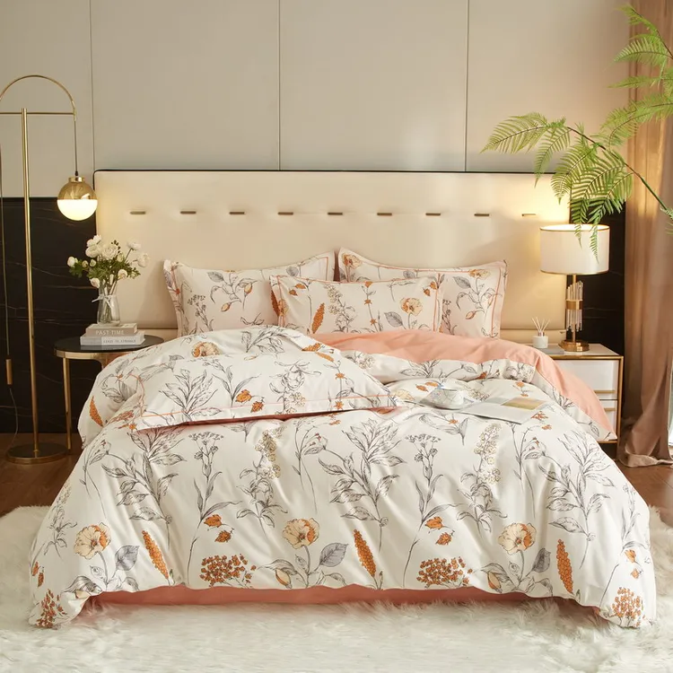 100%全棉四件套柔软亲肤加厚纯棉斜纹棉印花被套轻奢四季床上用品