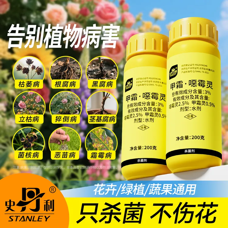 史丹利甲霜恶霉灵根腐病月季花兰花兰花杀菌剂黑杆专用土壤杀菌药