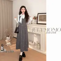 初秋碎花背带连衣裙子女2025早秋韩系穿搭一整套装长裙高级感7229
