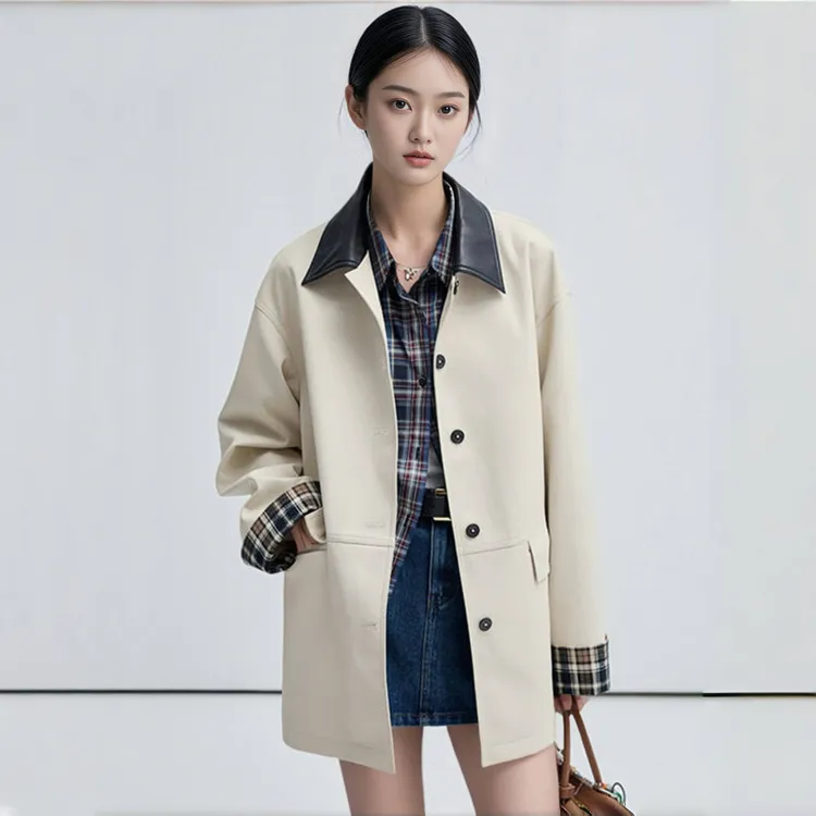韩版白色短款风衣外套女2025秋季新款小个子休闲高级感外套