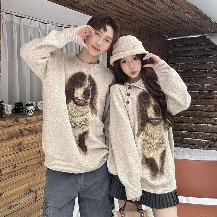 慵懒风女秋冬狗针织加厚毛针织衫韩版针织衫毛衣