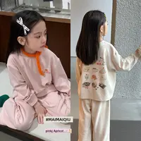 「麦麦秋」【软糖绮梦】舒芙绒女中大童休闲宽松满印家居服套装GQ1690