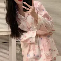 9-夏季新款纯棉满印开衫长袖长裤套装