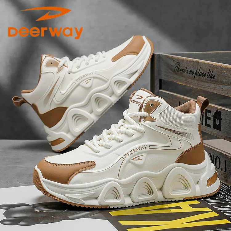 德尔惠男鞋秋季高帮休闲跑步运动鞋男士厚底增高百搭篮球老爹潮鞋