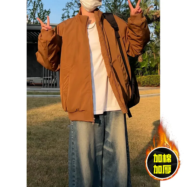 美式飞行服夹克棉衣男女同款新款立领棒球服夹棉中性风宽松短外套