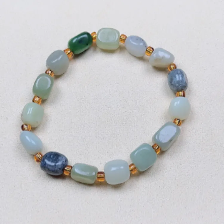 和田玉手链玉手串简约多宝随形原石青花碧玉白玉糖玉多样性发货