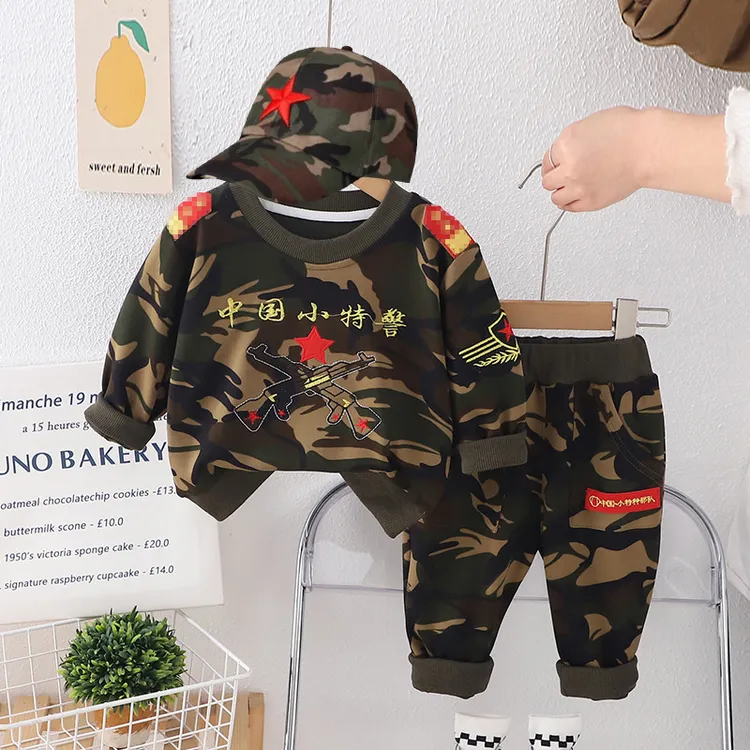 [安安家]男女童迷彩服春装新款2025洋气儿童两件套宝宝衣服小童