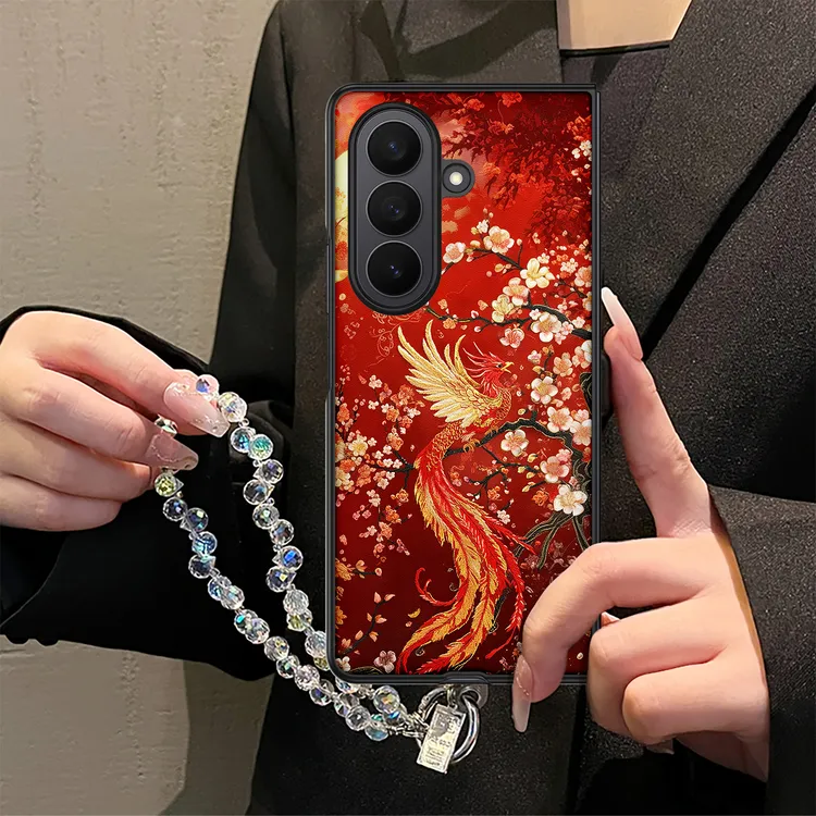 花开富贵凤适用三星zfold7手机壳zfold6带链条w25折叠屏fold5
