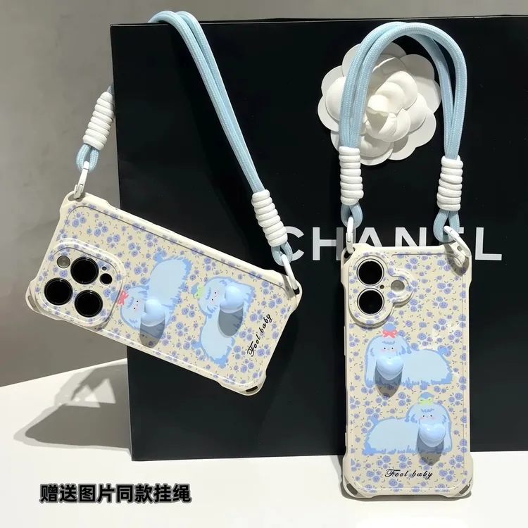 雅天立蓝翠花狗狗挂绳适用iPhone苹果16手机壳华为p70vivoppo小米