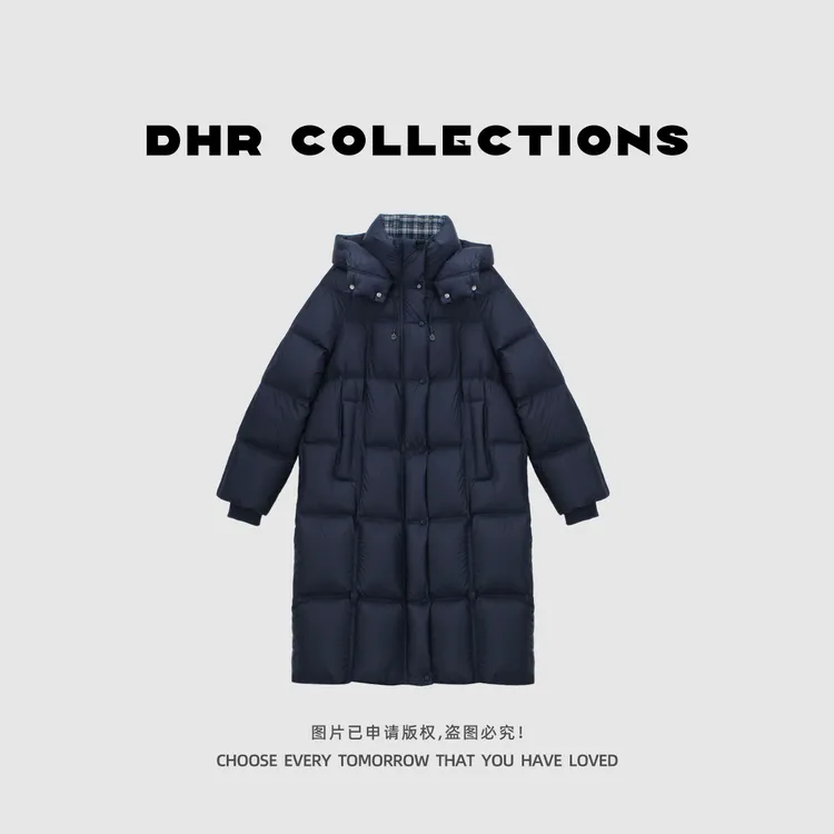 豆豆DD【面包服】95白鸭绒加厚保暖长款连帽羽绒服休闲外套-67225DY