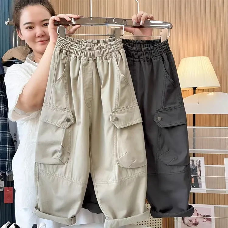 女童工装裤春秋2025新款潮儿童百搭宽松裤子韩版中大童休闲裤洋气