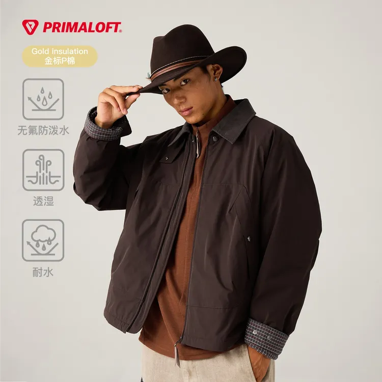 蓝岐无氟防泼水棉服金标P棉Primaloft透湿复古棉衣男