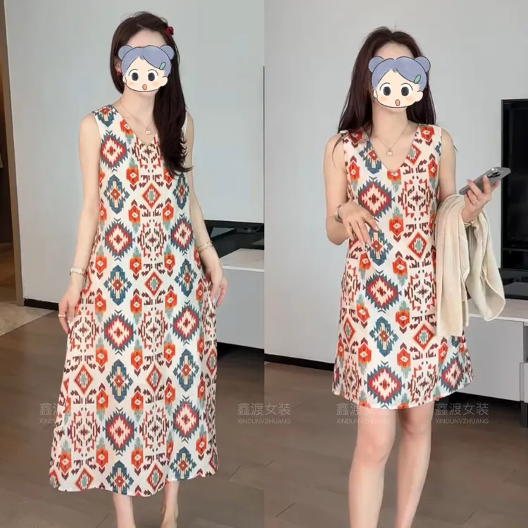 2025夏季新款时尚显瘦气质女士网红洋气连衣裙百搭款D5415