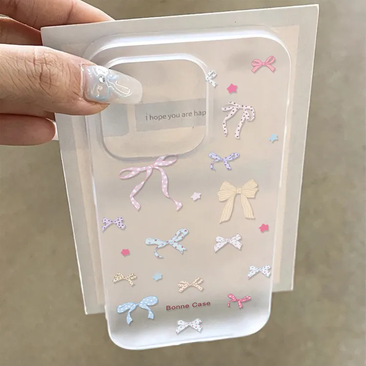 SMBLCE斑点蝴蝶结适用iPhone15/16promax透白13/12手机壳苹果14套