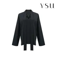 【余书】“长期主义”飘带长袖纯色质感简约上衣/罩衫Y304136
