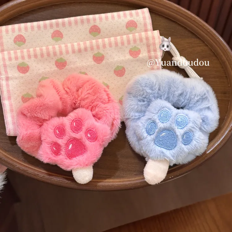 疯狂动物城可爱爪爪冰棍发圈卡通狐狸尼克朱迪毛绒发圈粉色猫爪