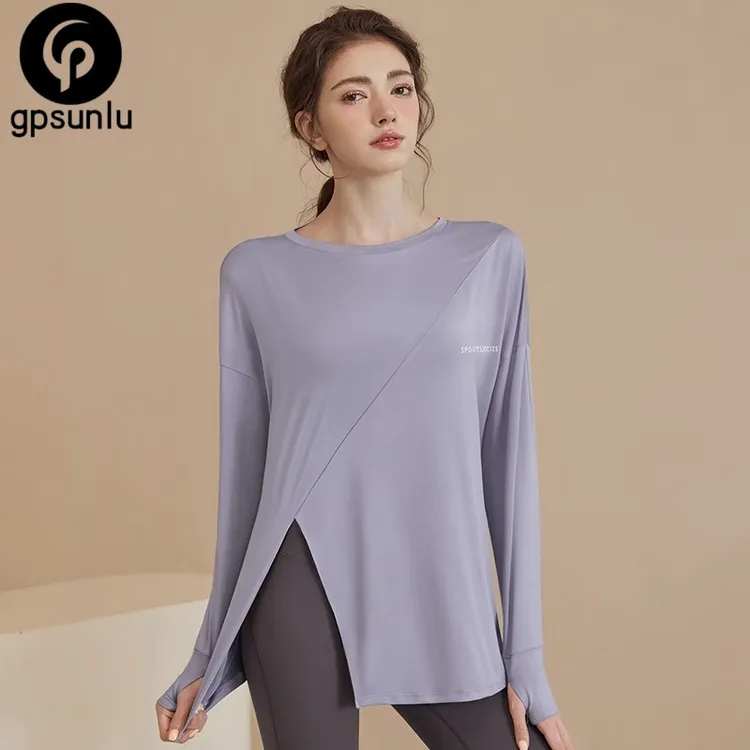 健身服女设计感运动上衣新款长袖跑步女套装瑜伽服宽松罩衫