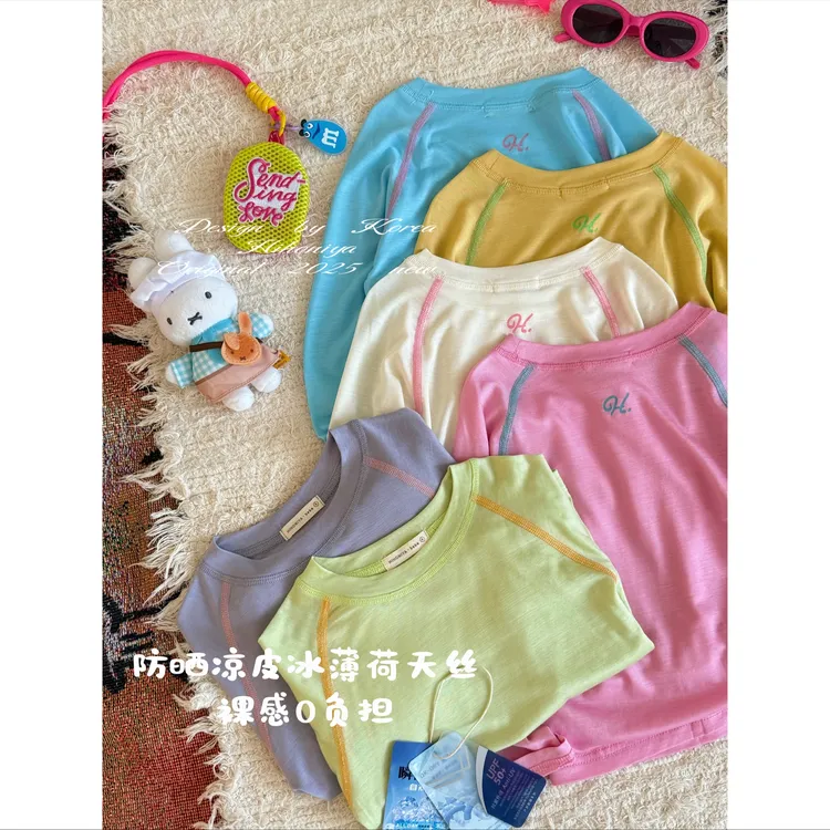 【冰皮面膜衣】二Hihoniya~2025夏季亲子薄荷莱赛尔醋酸透气防晒衫