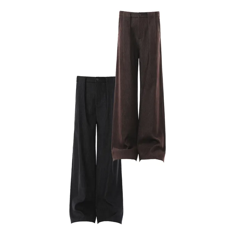 SYRI 打褶多色混纺毛呢绒西裤长裤直筒廓形保暖加厚裤子休闲裤