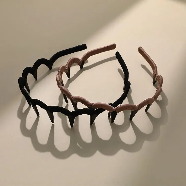 增高蓬松高颅顶发箍！布艺波浪发饰带齿防滑洗脸发捆发箍简约设计